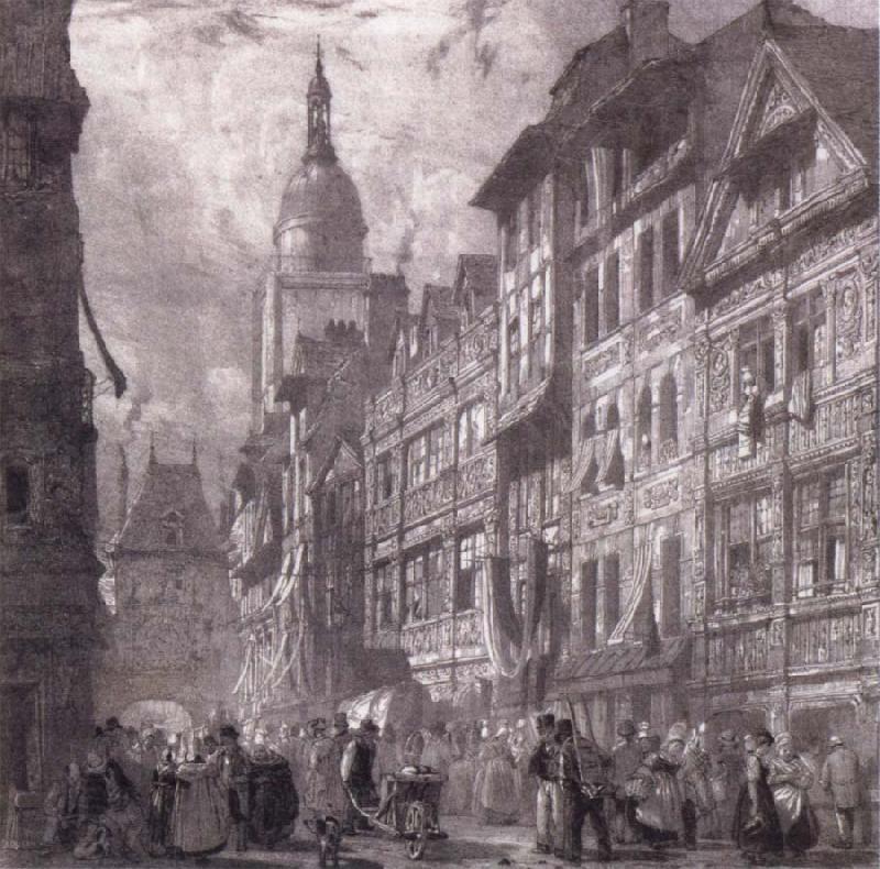 Richard Parkes Bonington Rue du Gros-Horloge a Rouen oil painting picture